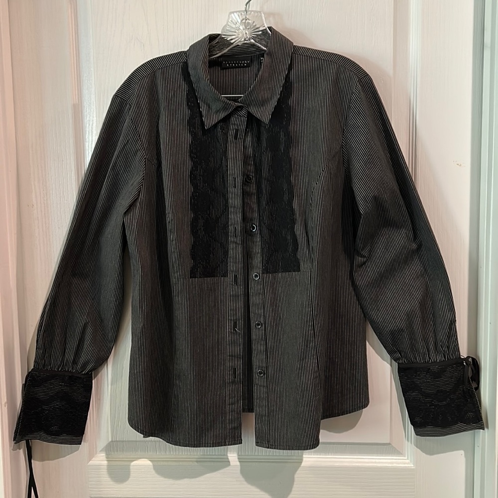 Button Down Shirt with Lace Detail